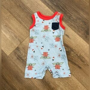 STAR WARS Happy Threads Baby Yoda Patriotic Sleeveless Shortall 6-9m